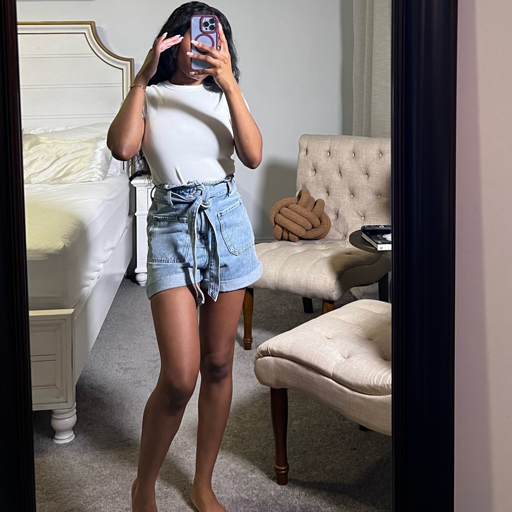 High waisted jean shorts